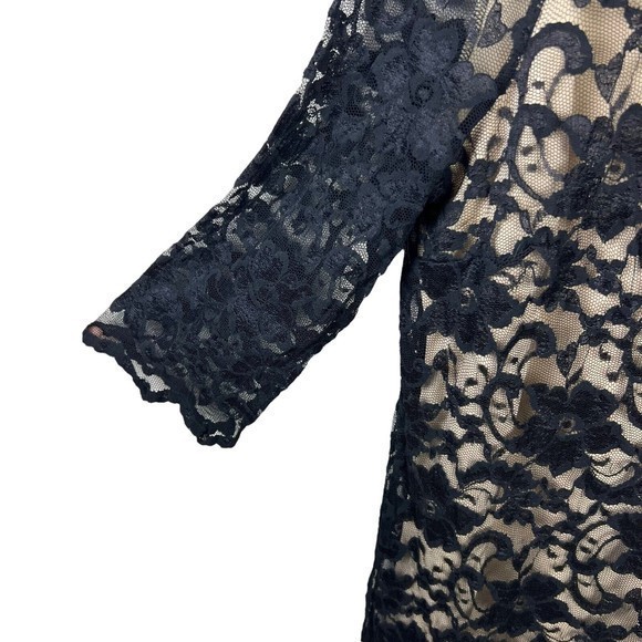 Alexia Admor Womens Black Lace Overlay 3/4 Sleeve Knee Length Sheath Dress XL - Picture 3 of 5